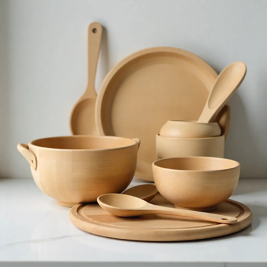Collection of wooden kitchen accessories
