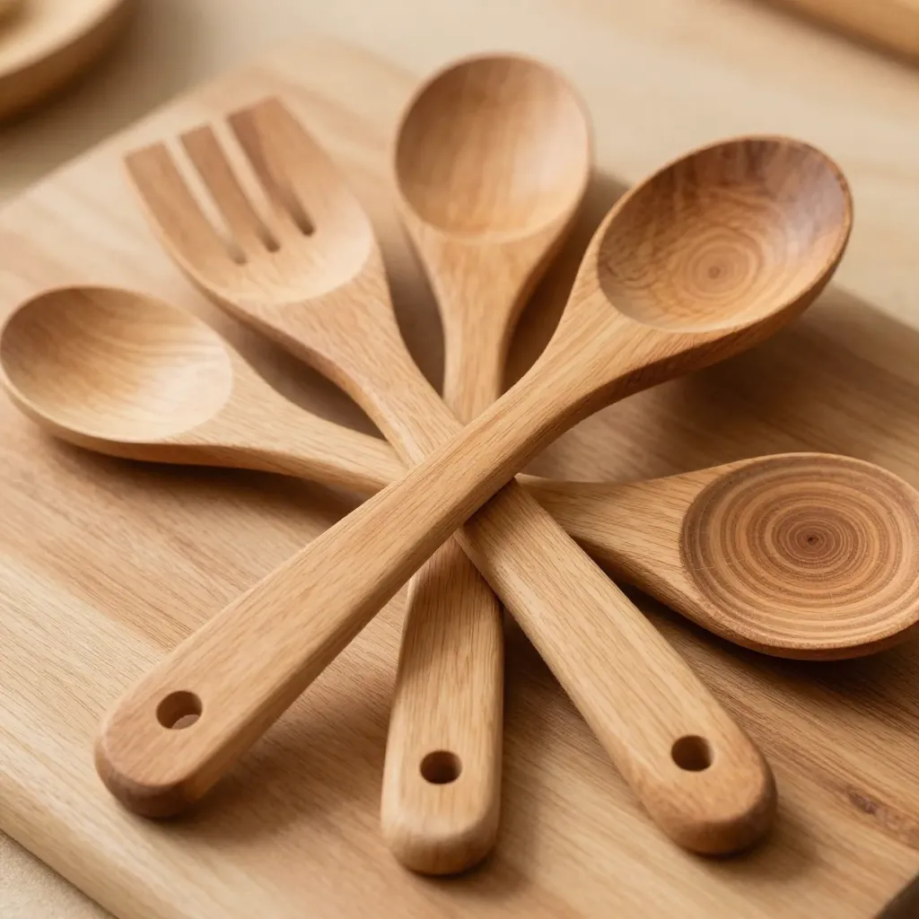 Close-up of wooden cutting board showing natural grain